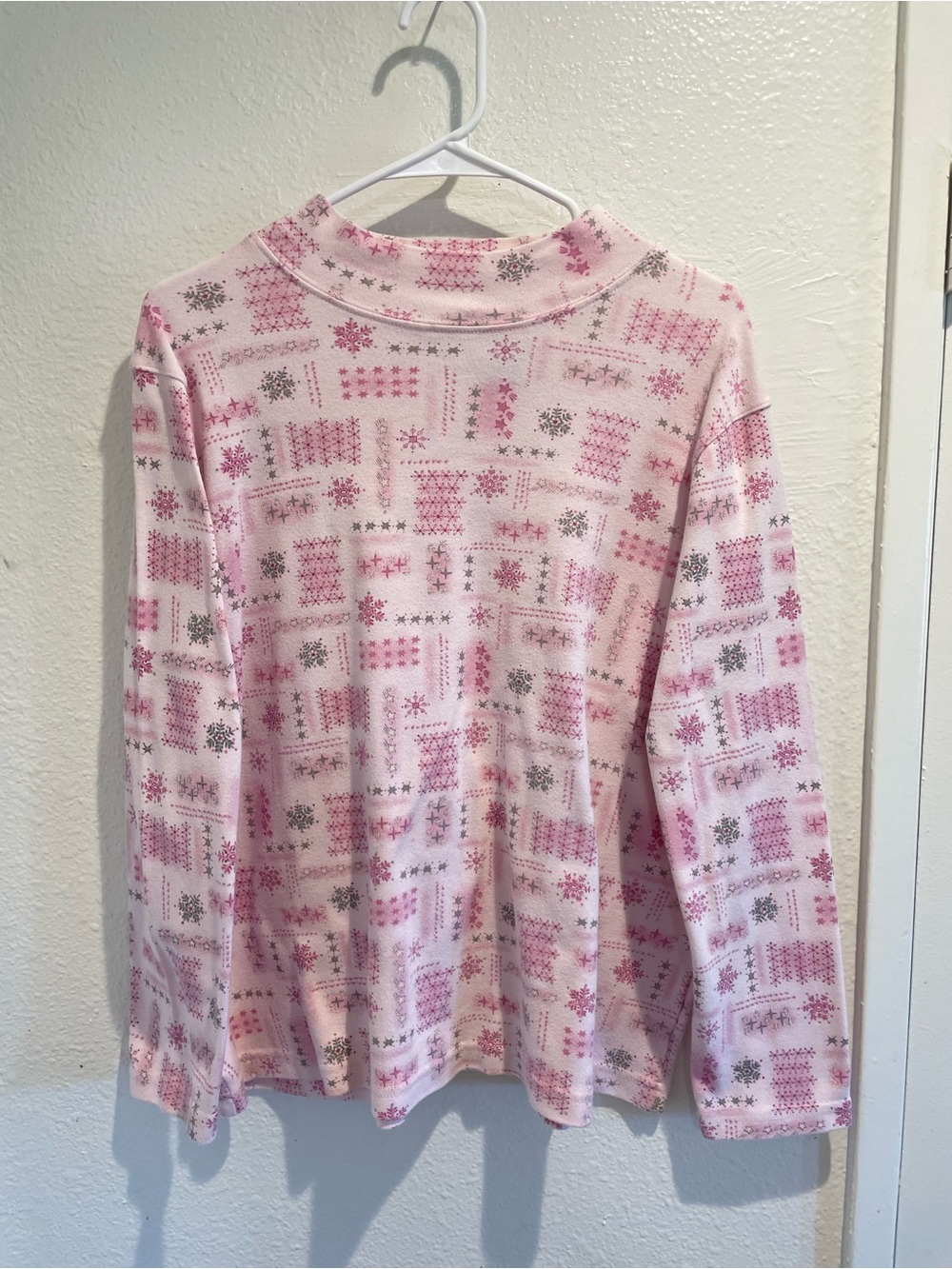 🌸 COZY WINTER DREAM 🌸 White Stag Fair Isle Patchwork Pajama Mock Neck 16W / 1X